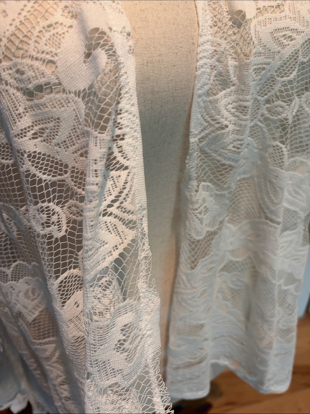 Vince Camuto Ivory Floral Lace Open-Front Cover-Up - Picture 4 of 11